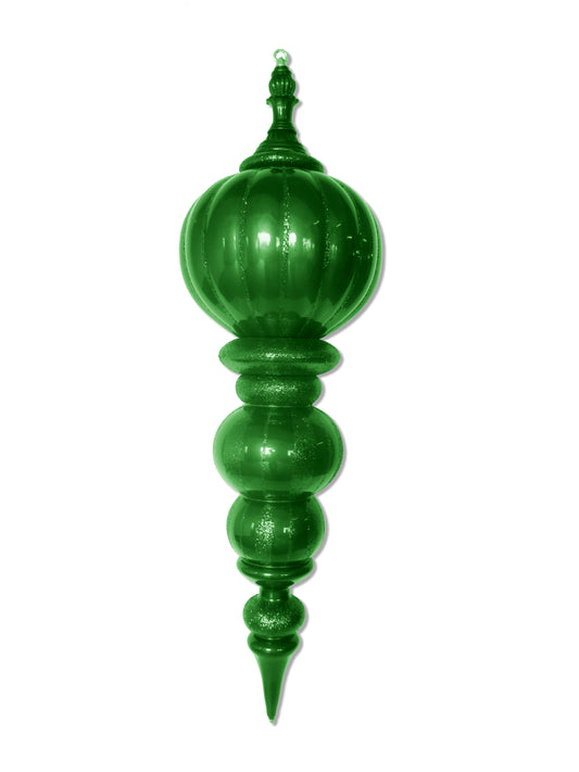 40" Green Oversized Finial Ornament with Glitter Enhancement