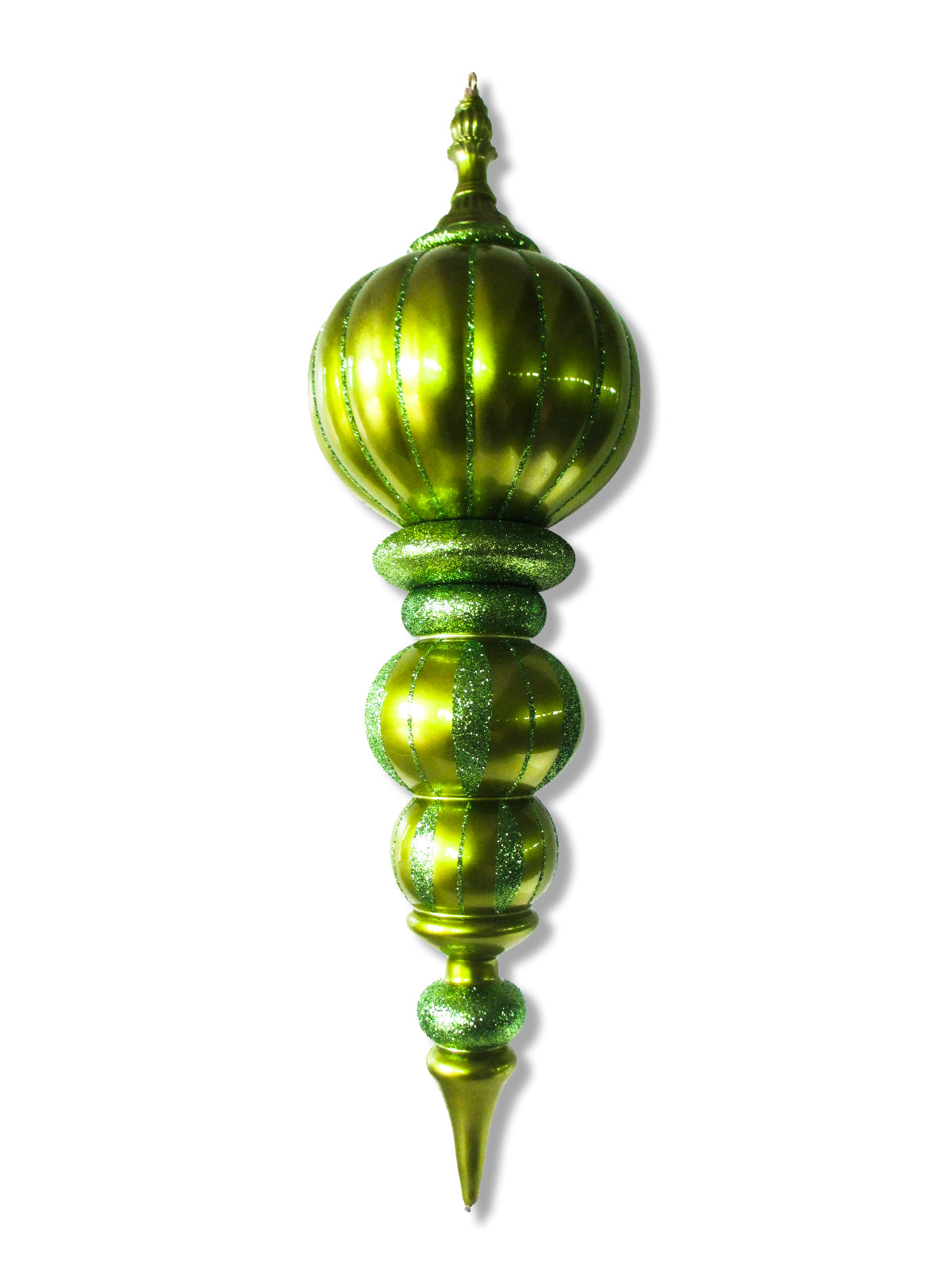 40" Lime Green Oversized Finial Ornament with Glitter Enhancements