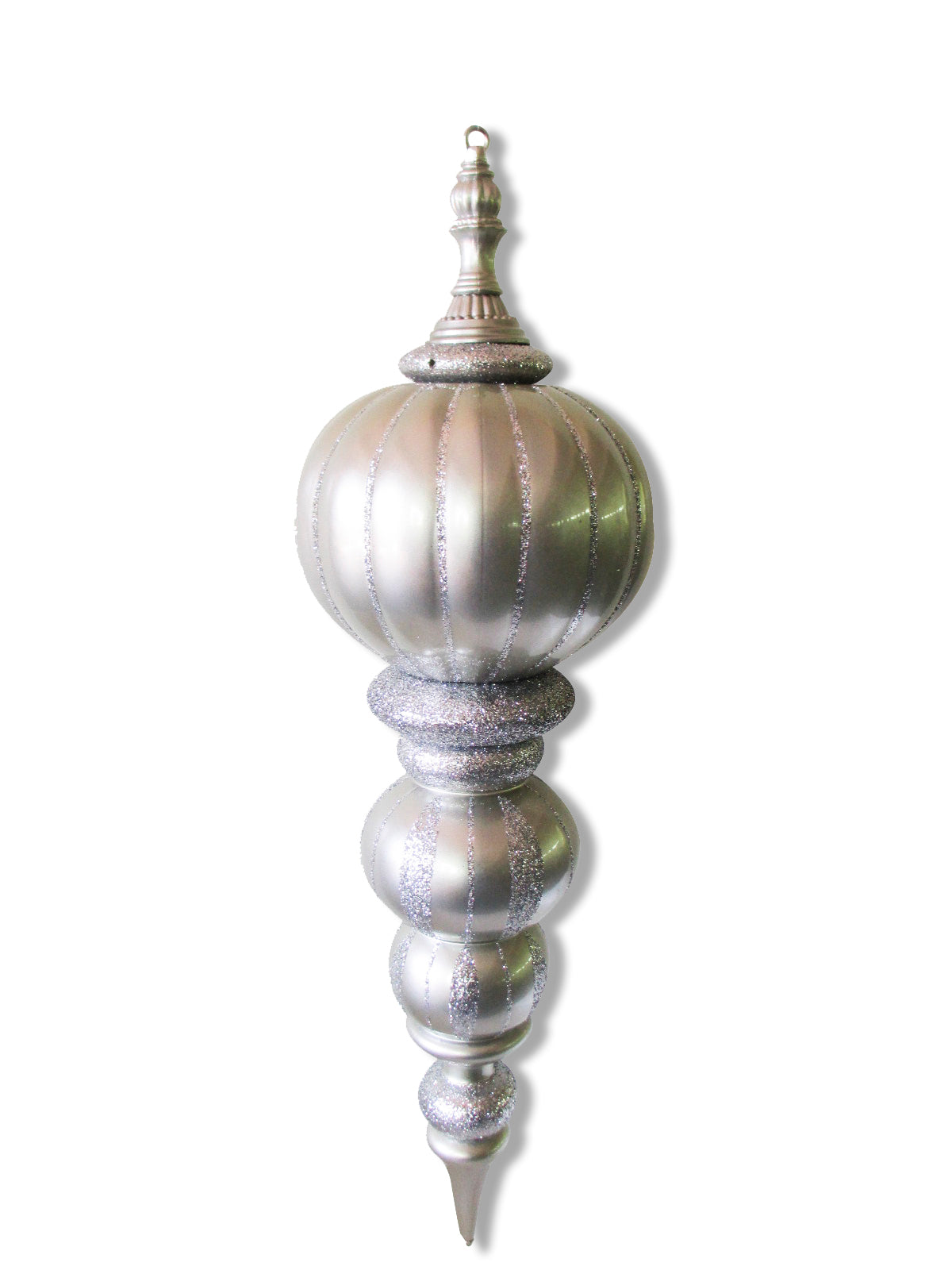 40" Silver Oversized Finial Ornament with Glitter Enhancements