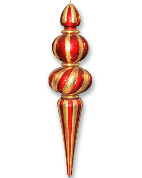 48" Red and Gold Oversized Finial Ornament