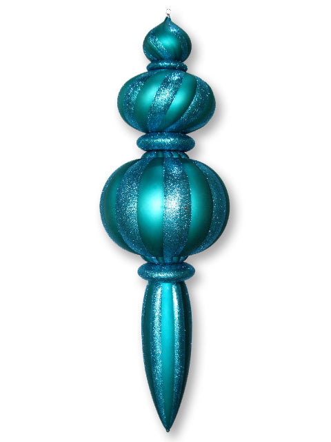 52" Aqua Oversized Finial Ornament with Glitter Enhancements