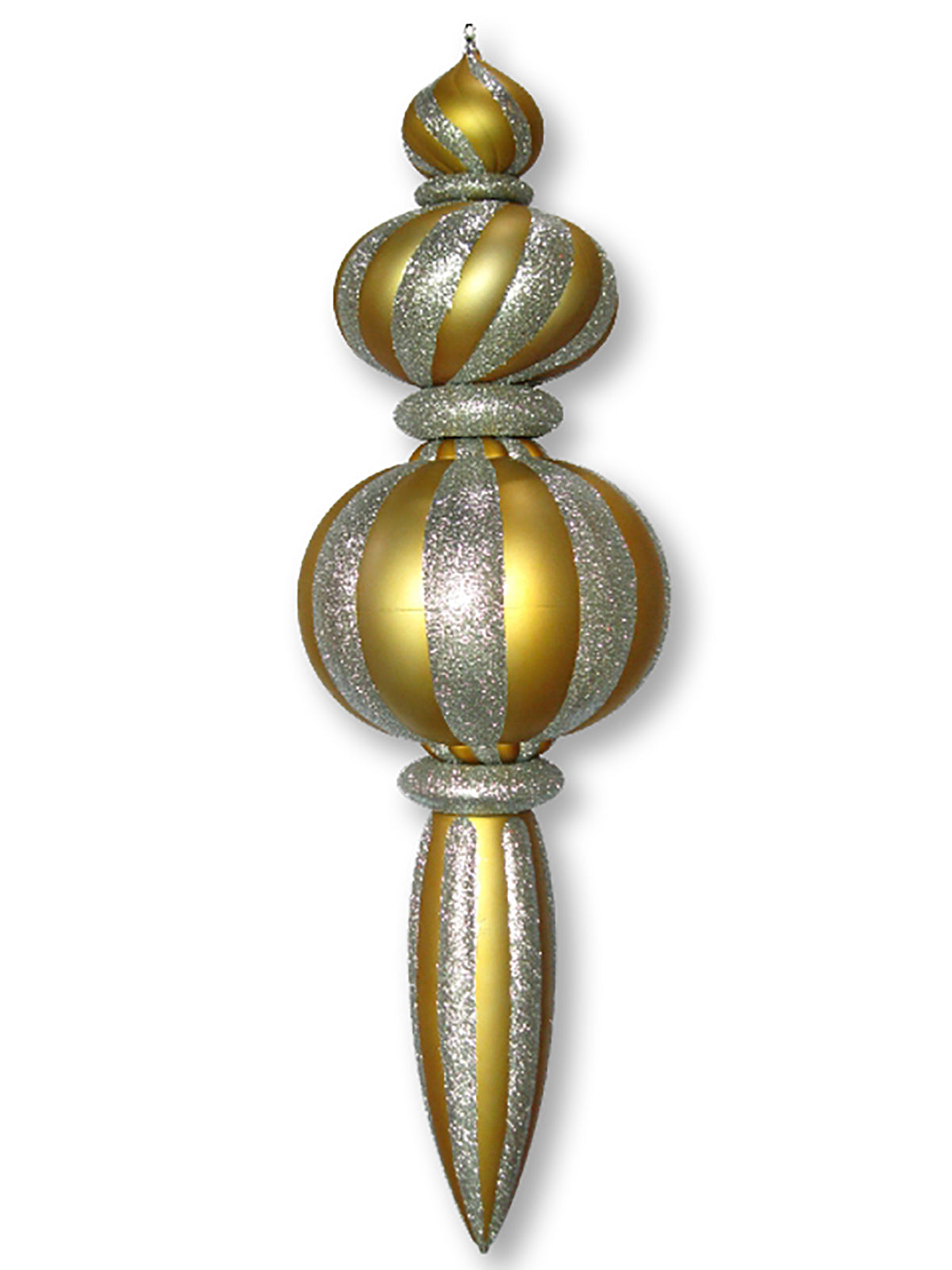 52" Gold and Silver Oversized Finial Ornaments with Glitter Enhancements