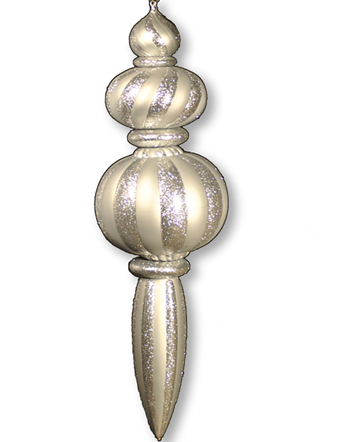 52" Silver Oversized Finial Ornament with Glitter Enhancements