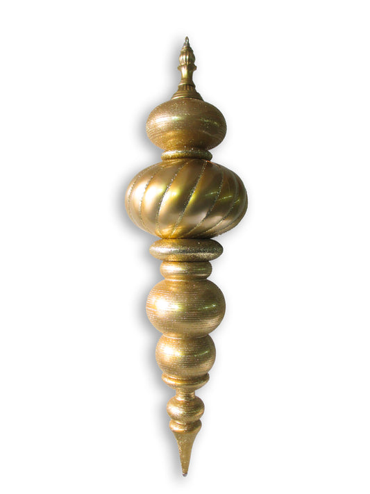 43" Large Gold Finial Ornament with Gold Glittered Stripes