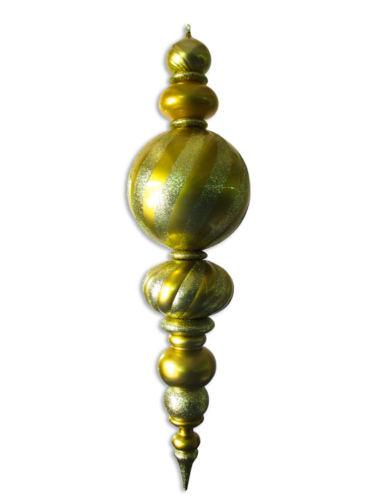 60" Jumbo Gold Finial Ornament with Gold Glittered Stripes