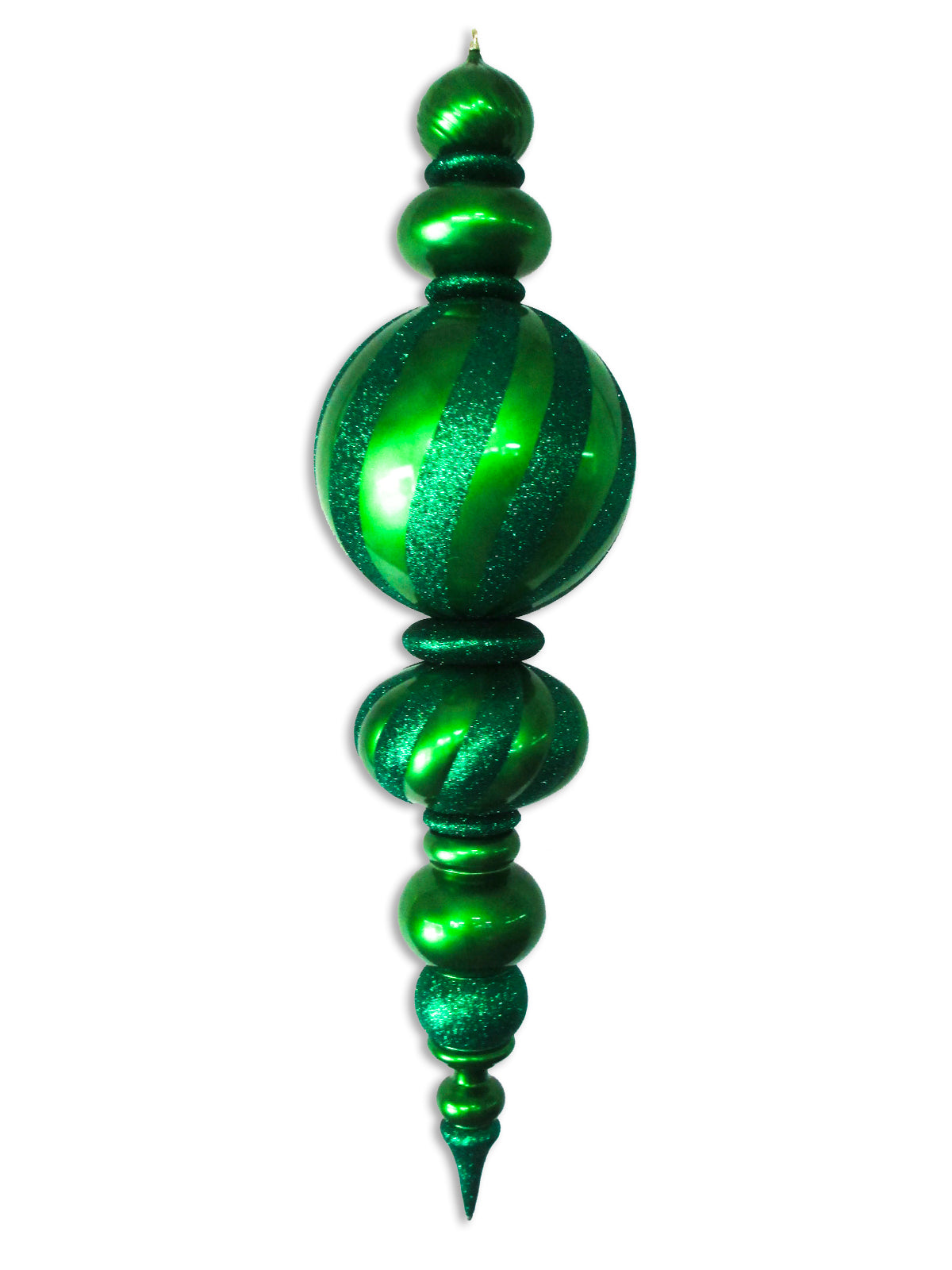 60" Jumbo Green Finial Ornament with Green Glittered Stripes