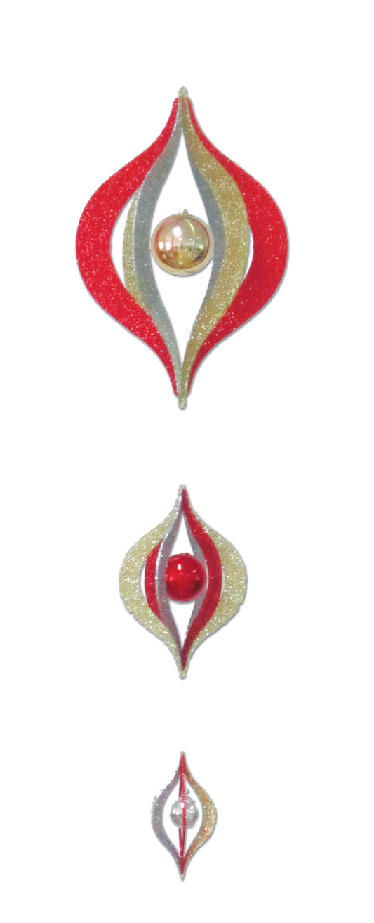 52" Red, Gold and Silver Dangle Ornament