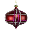 4 Pack of Red, Hot Pink, and White Striped Onion Ornaments with Glitter Enhancements