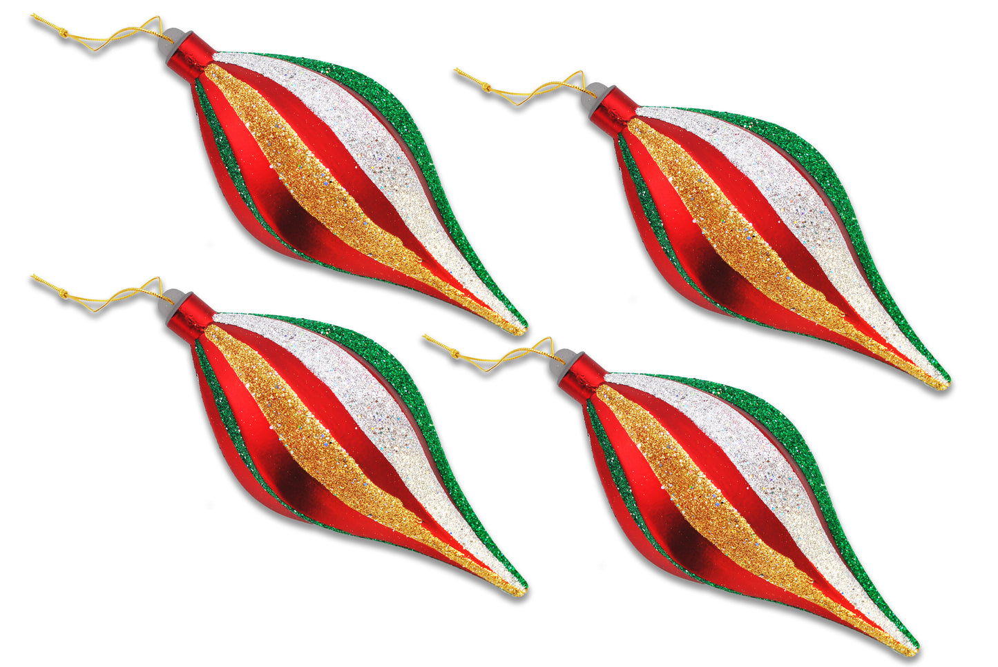 4 Pack 8" Spiral Teardrop Ornament