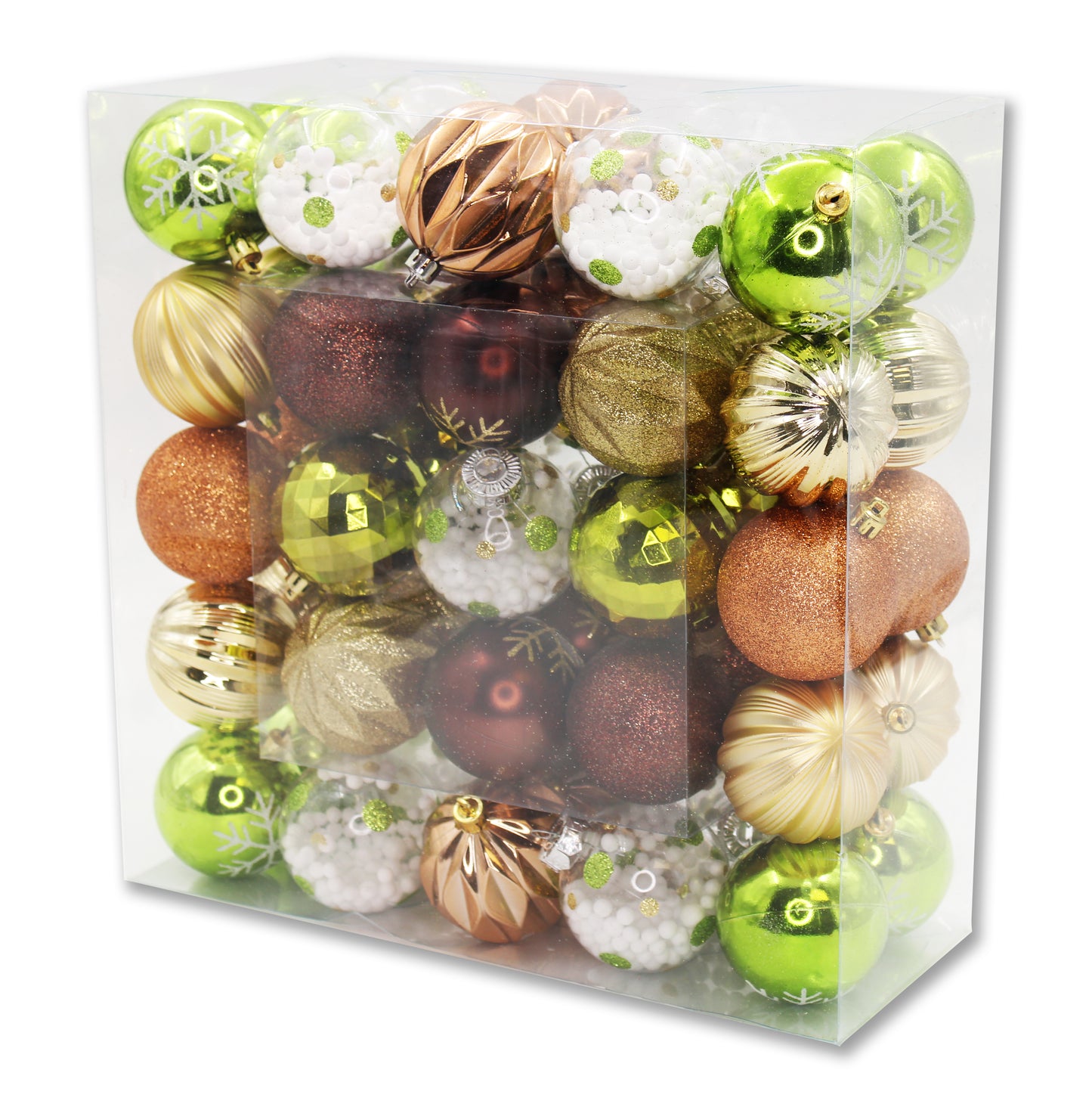 50 Pack Green, Copper, Gold, Brown Assorted Ball Ornaments