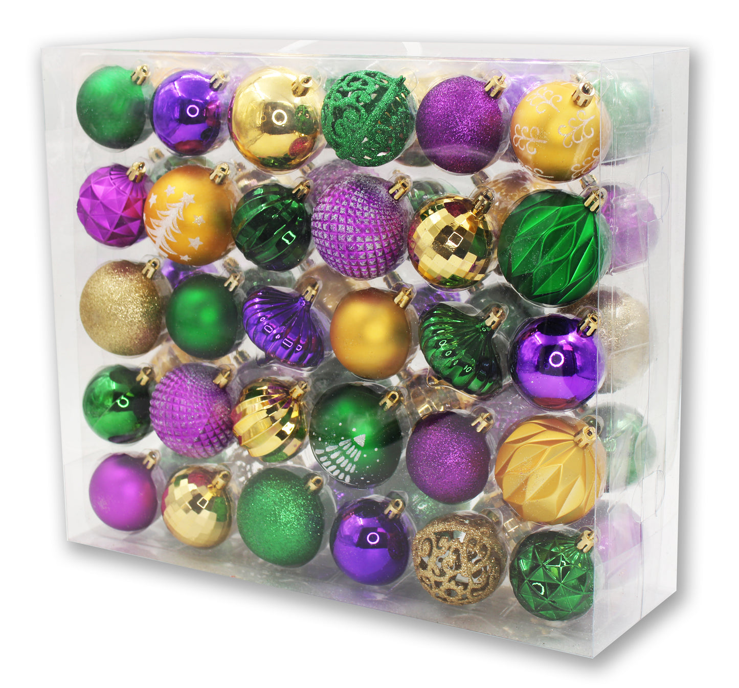 60 Pack Green, Gold, Purple Assorted Ball and Onion Ornaments