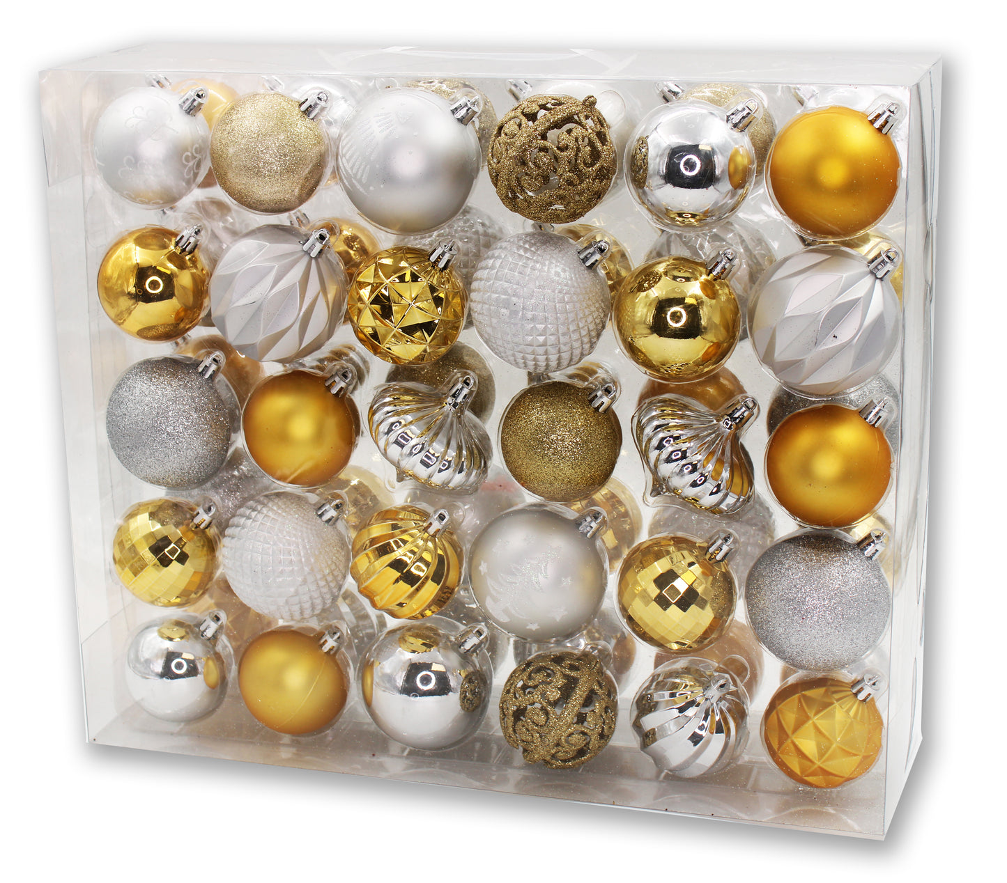 60 Pack Gold and Silver Assorted Ball and Onion Ornaments