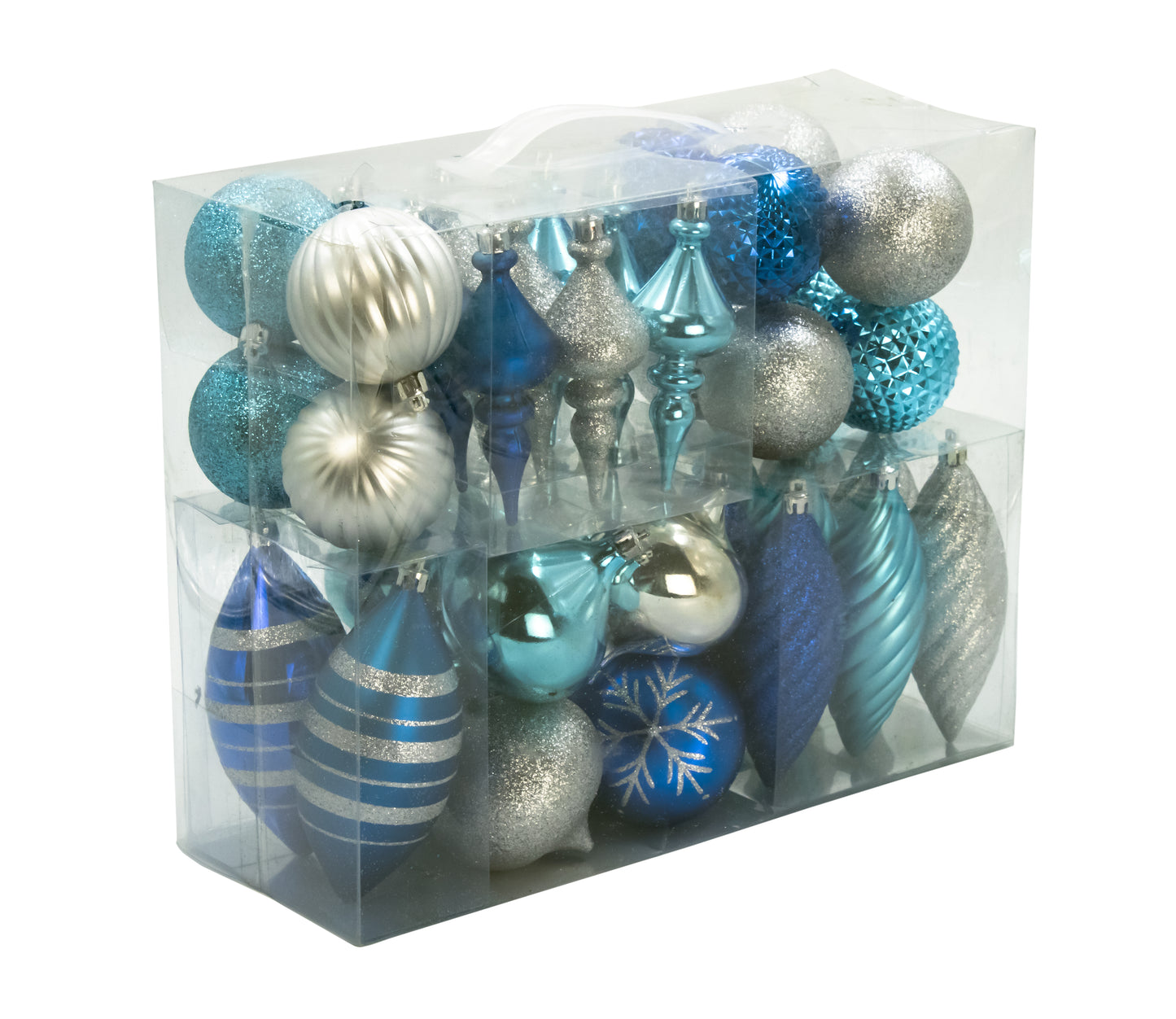 40 Pack Blue and Silver Assorted Ornaments