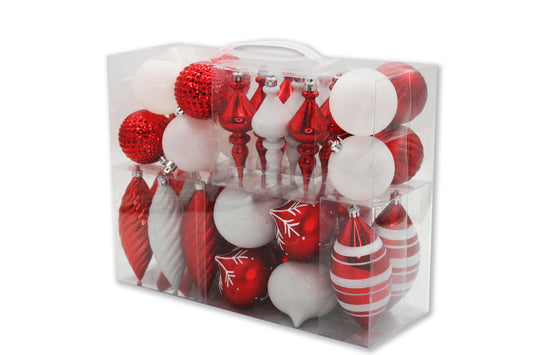 40 Pack Red and White Assorted Ornaments