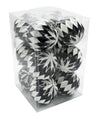 12 Pack Black, White and Silver Assorted Ball Ornaments