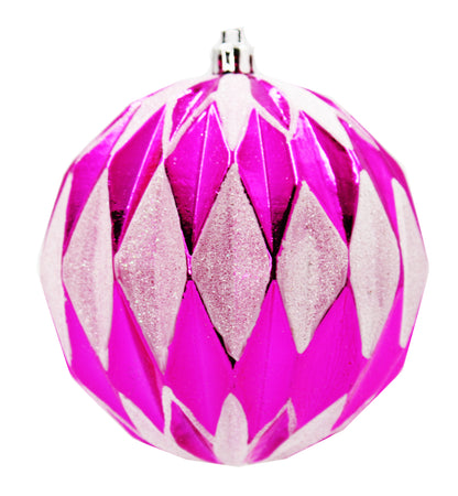 12 Pack Hot Pink and White Assorted Ball Ornaments