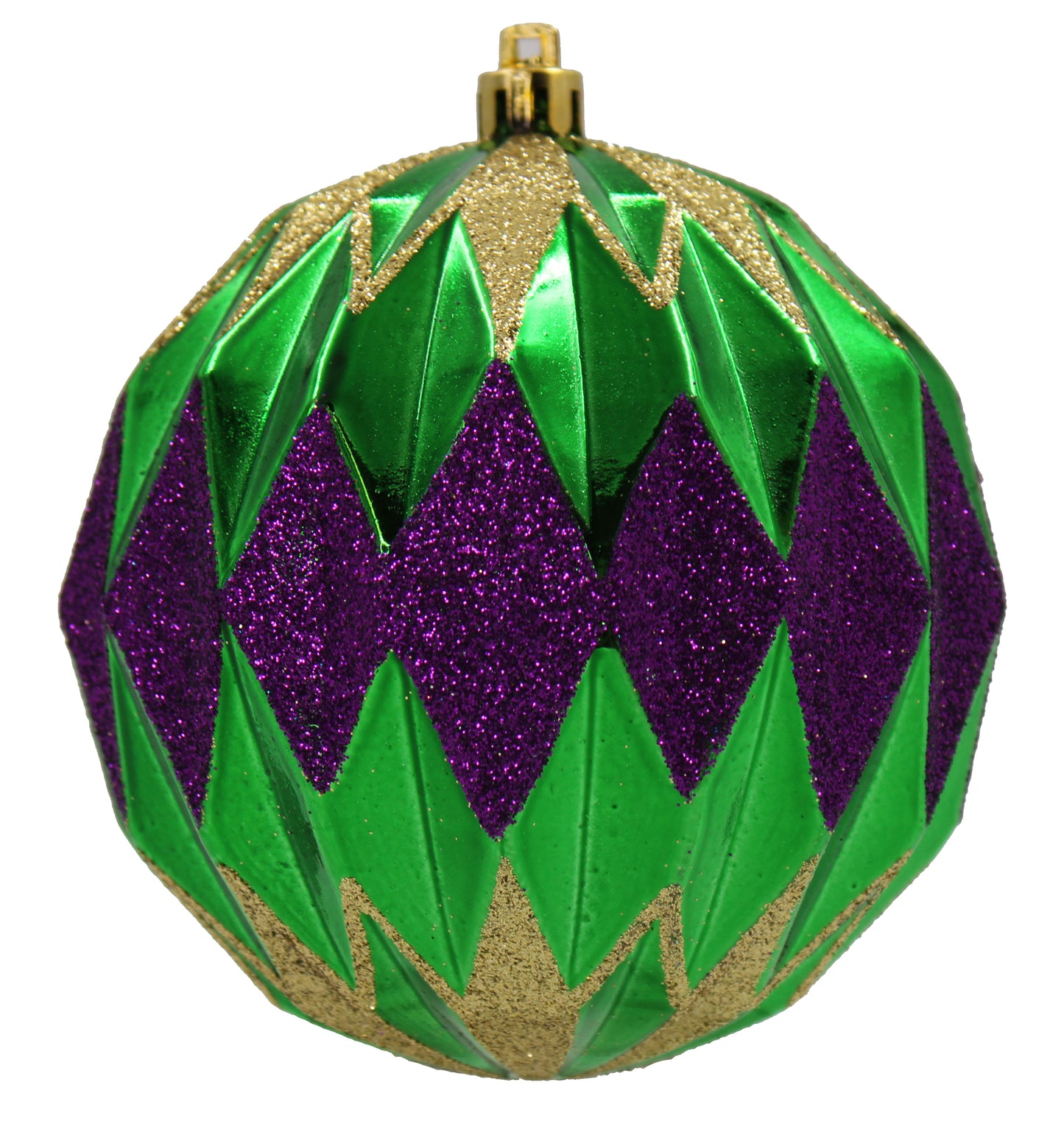 12 Pack Green, Gold and Purple Assorted Ball Ornaments