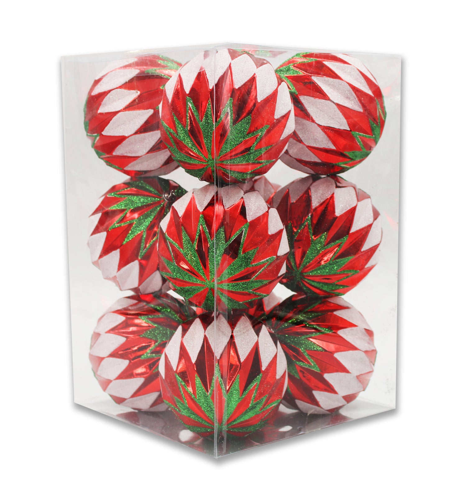 12 Pack Red, Green, White Assorted Ball Ornaments