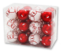 24 Pack Red and White Loop Design Ball Ornaments