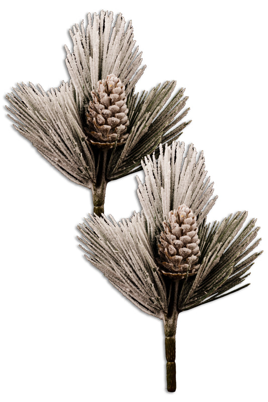 2 Pack of 11.5" Frosted Pine Cone and Spray Picks