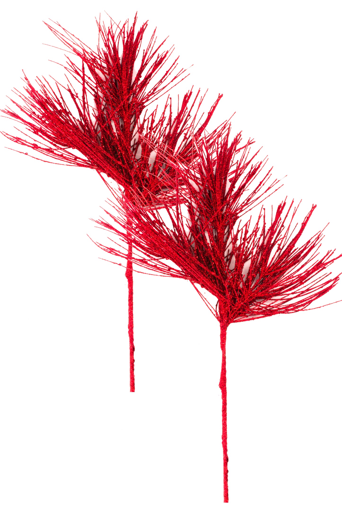 2 Pack of 25" Red Spray Branch Picks with Glitter Enhancements