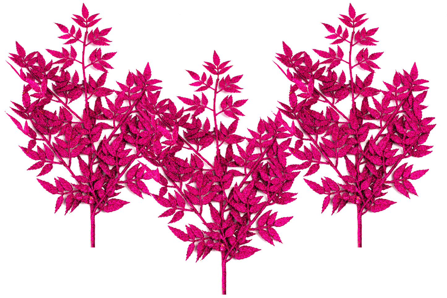 3 Pack of 34" Pink Leaf Picks with Glitter Enhancements