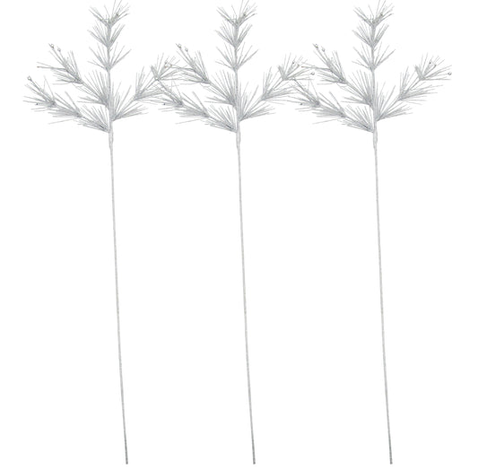 3 Pack of 36" Silver 4 Branch Pine Spray with Glitter Enhancements