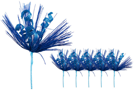 5 Pack of 18" Blue Spray Picks with Aqua Twist Accents and Glitter Enhancements