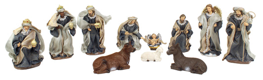 11 Piece 8" Blue Fabric Nativity