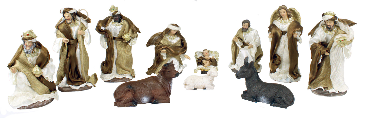 11 Piece 8" Brown Fabric Nativity