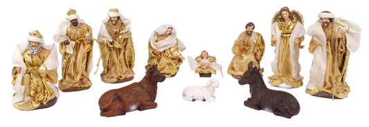 11 Piece 8" Gold Fabric Nativity