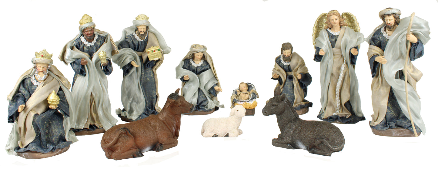 11 Piece 12" Blue Fabric Nativity