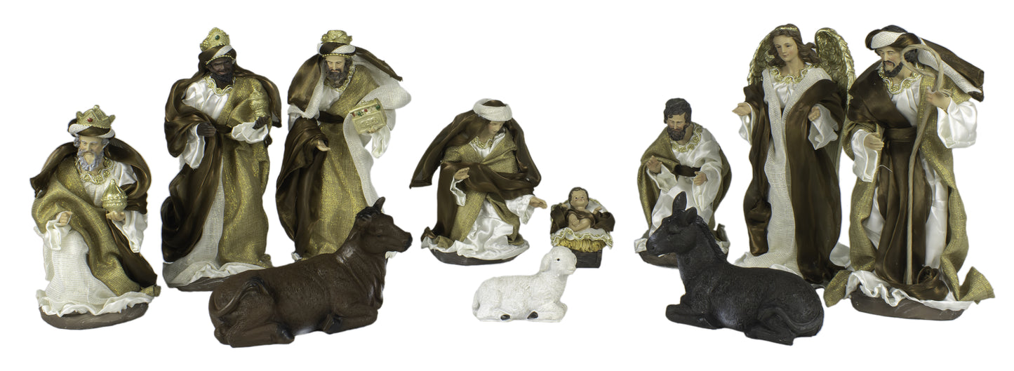 11 Piece 12" Brown Fabric Nativity