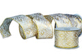 2 Pack of 30' Cream Ribbon with Gold Glitter Design and Enhancements