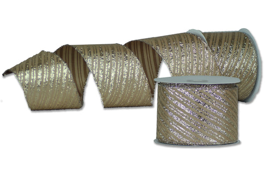 2 Pack of 30' Light Champagne Metallic Ribbon