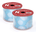 2 pack of 30' Light Blue Ribbon with White Polka Dots and Glitter Enhancements