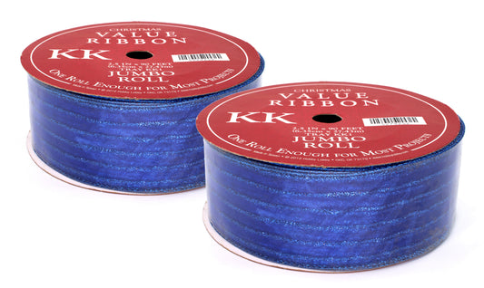 2 Pack of 30' Dark Blue Ribbon with Glitter Stripes