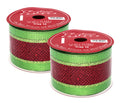 2 Pack of Lime Green Ribbon with a Red Stripe Center