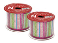 2 Pack of 30' Mesh Ribbon with Hot Pink, Lime Green, and Aqua Glitter Stripes