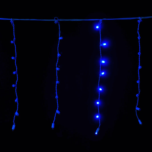 5mm Blue Icicle LED Light Set on White Wire