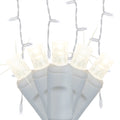 Standard Grade M5 Pure White Icicle LED Light Set on White Wire