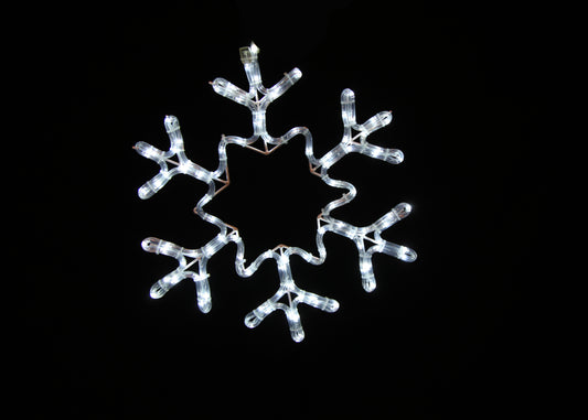 18" Pure White Ropelit Snowflake with Star