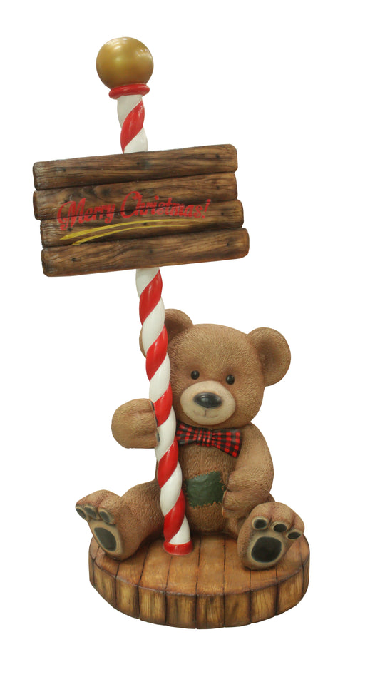 4' Teddy Bear with Merry Christmas Sign