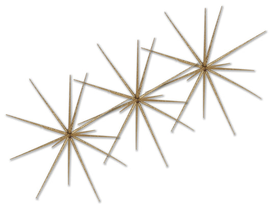 3 Pack of 15" Starburst Ornament with Gold Glitter