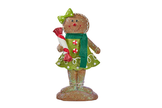Tabletop Gingerbread Girl with Glitter Enhancement