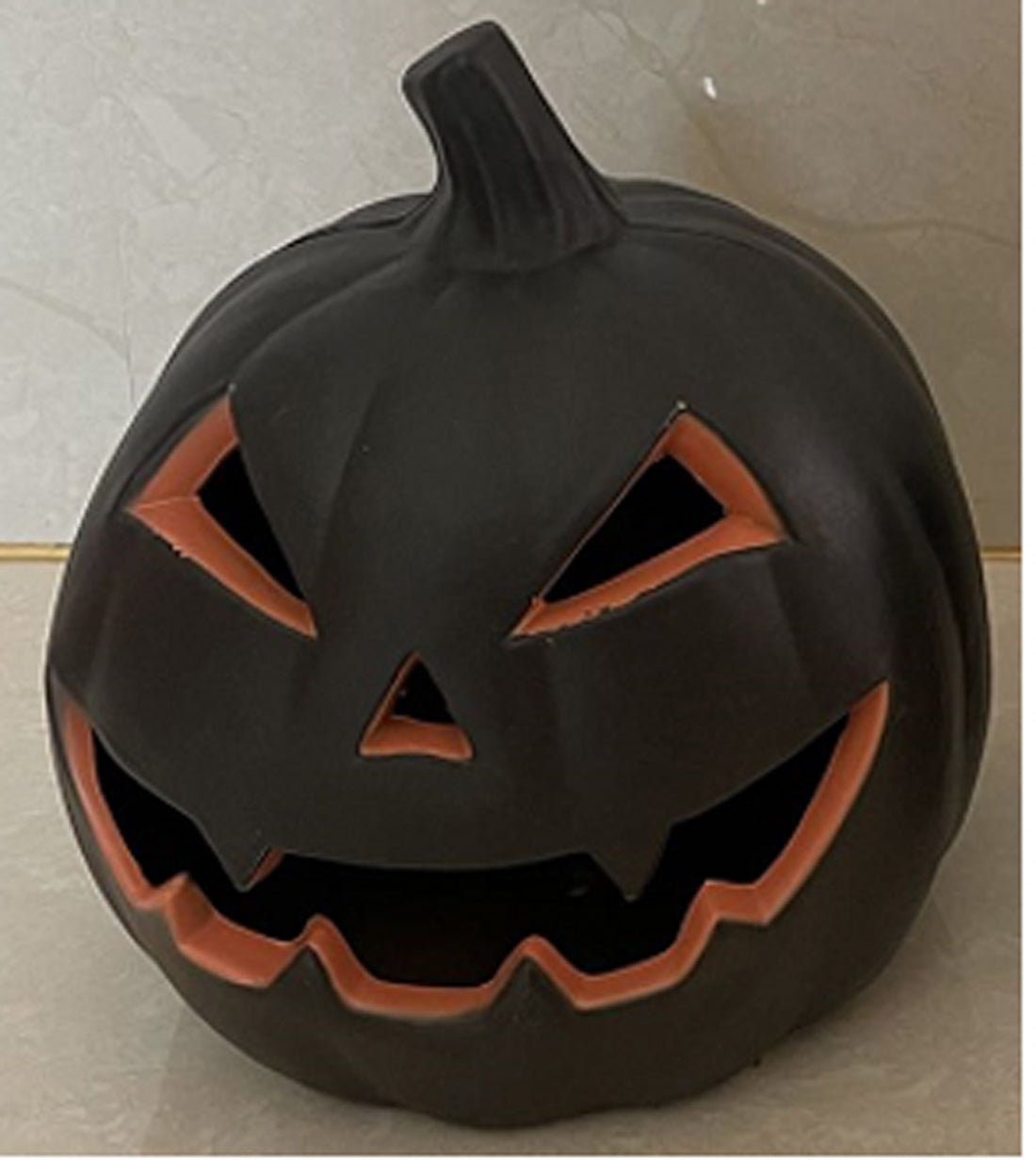 9" Battery Operated Black and Orange Jack-O-Lantern