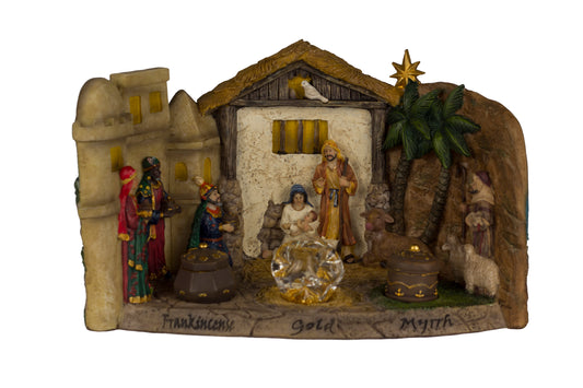 Panoramic Real Life 7" Nativity Scene with Gold, Frankincense & Myrrh