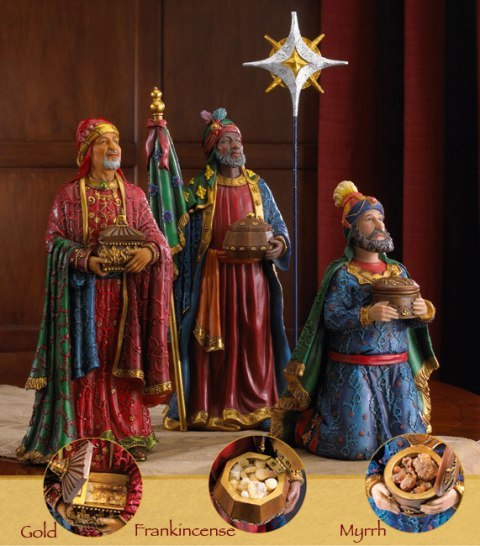 14" Three Kings Real Life Nativity 4 Piece Set