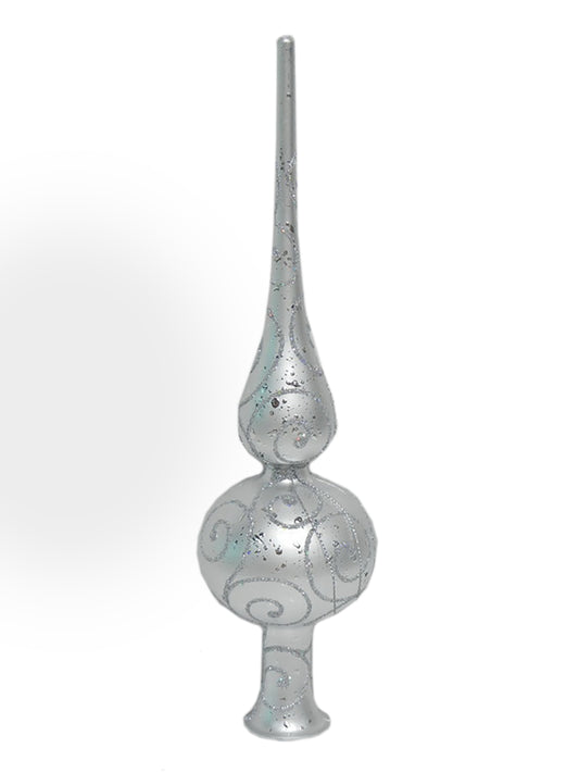 12" Silver Finial Topper with Silver Glitter