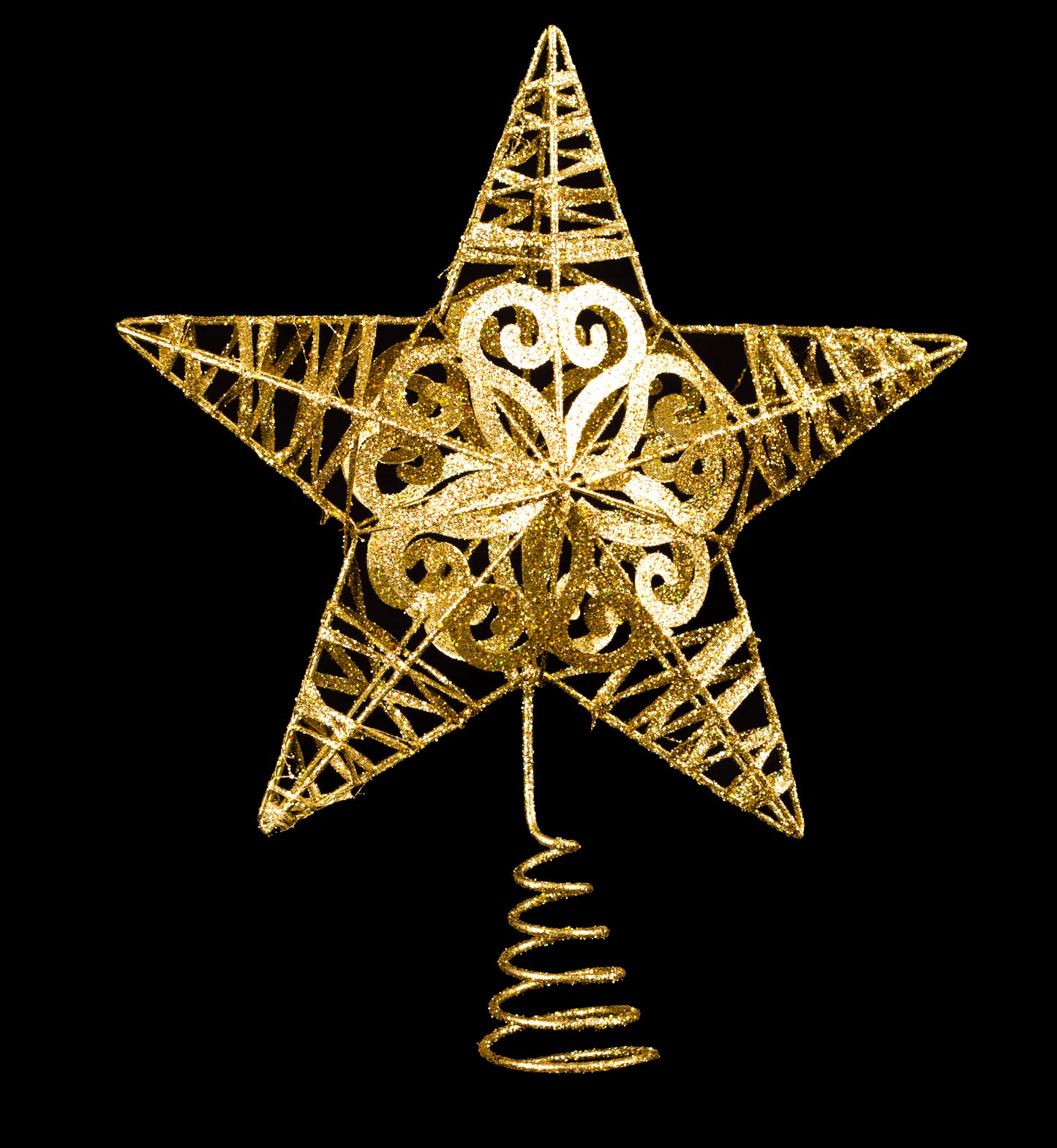 10" Metal Glittered Gold Star Tree Topper